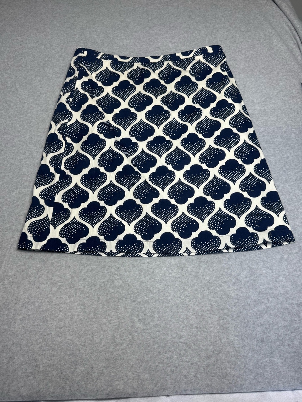 Boden Navy and White Geometric A-Line Skirt Geometric Spade Pattern Size 10R
